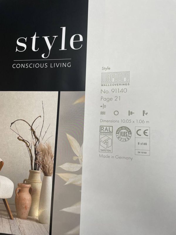 Обои виниловые на флизелиновой основе Marburg Style Conscious Living 91140