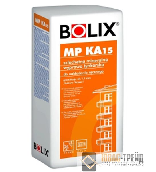 Штукатурка мінерально-полімерна для нанесення вручну "баранець" Bolix MP KA 15 (колір сірий), грануляція 1,5 мм