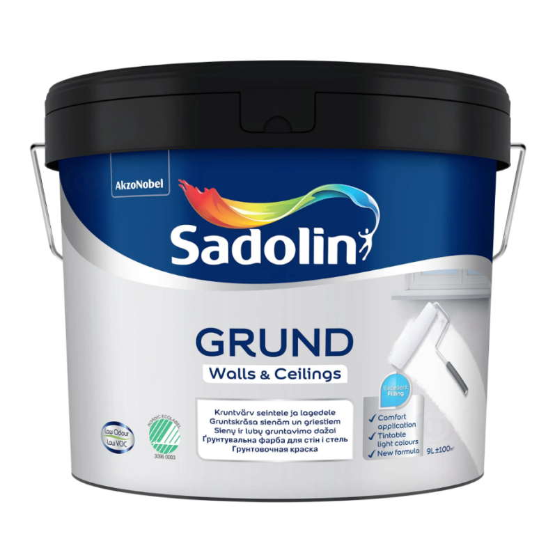 Ґрунтувальна фарба на водній основі Sadolin Grund для стін та стелі, біла