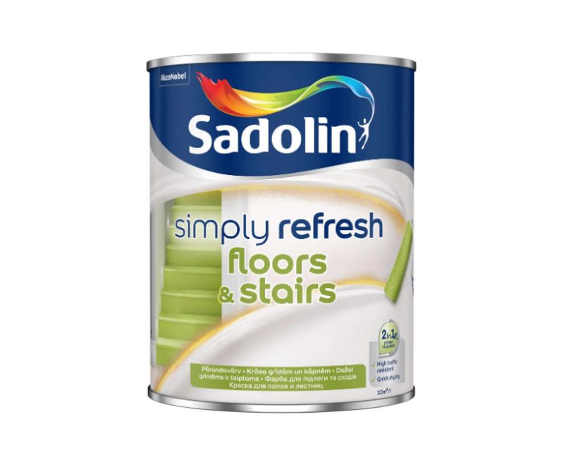Фарба 2в1 для підлоги та сходів Sadolin Simply Refresh Floors & Stairs, біла напівматова