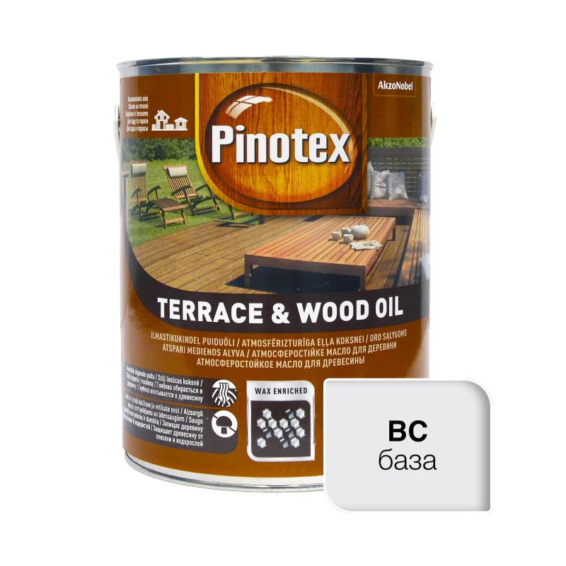 Олія для обробки дерева атмосферостійка Pinotex Terrace & Wood Oil (ВС база під тонування)