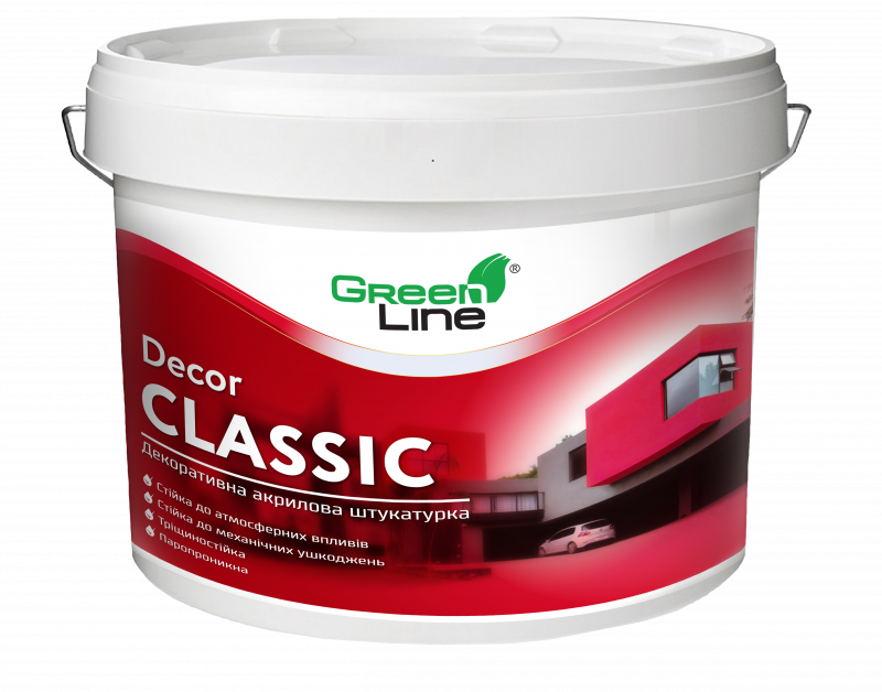 Декоративна акрилова штукатурка модифікована силіконом Green Line Decor CLASSIC, 25кг